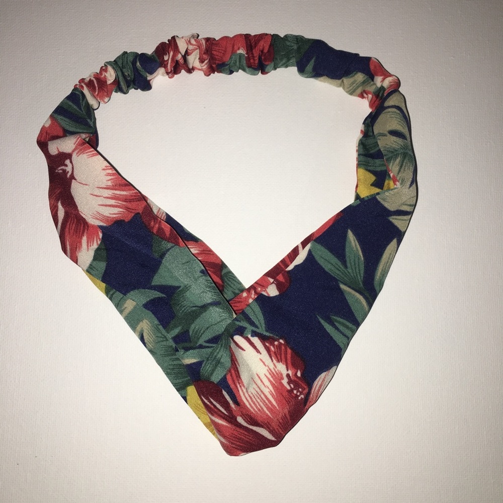 Cloth Hair Band Teal with Orchid Flowers